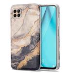 For Huawei P40 Lite TPU Gilt Marble Pattern Protective Case(Black Grey)