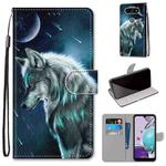 For LG K31 Coloured Drawing Cross Texture Horizontal Flip PU Leather Case with Holder & Card Slots & Wallet & Lanyard(Contemplative Wolf)