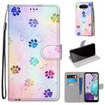 For LG K31 Coloured Drawing Cross Texture Horizontal Flip PU Leather Case with Holder & Card Slots & Wallet & Lanyard(Footprint Water Drops)