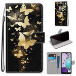 For LG K31 Coloured Drawing Cross Texture Horizontal Flip PU Leather Case with Holder & Card Slots & Wallet & Lanyard(Golden Butterfly Group)