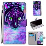 For LG K31 Coloured Drawing Cross Texture Horizontal Flip PU Leather Case with Holder & Card Slots & Wallet & Lanyard(Tiger Drinking Water)