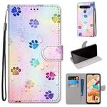For LG K41S / K51S Coloured Drawing Cross Texture Horizontal Flip PU Leather Case with Holder & Card Slots & Wallet & Lanyard(Footprint Water Drops)