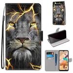 For LG K41S / K51S Coloured Drawing Cross Texture Horizontal Flip PU Leather Case with Holder & Card Slots & Wallet & Lanyard(Fission Lion)