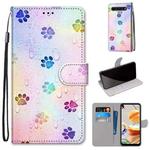 For LG K61 Coloured Drawing Cross Texture Horizontal Flip PU Leather Case with Holder & Card Slots & Wallet & Lanyard(Footprint Water Drops)