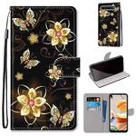 For LG K61 Coloured Drawing Cross Texture Horizontal Flip PU Leather Case with Holder & Card Slots & Wallet & Lanyard(Gold Diamond Butterfly)