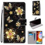 For LG Velvet Coloured Drawing Cross Texture Horizontal Flip PU Leather Case with Holder & Card Slots & Wallet & Lanyard(Gold Diamond Butterfly)