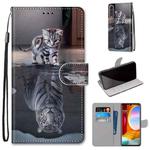 For LG Velvet Coloured Drawing Cross Texture Horizontal Flip PU Leather Case with Holder & Card Slots & Wallet & Lanyard(Cat Becomes Tiger)