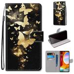 For LG Velvet Coloured Drawing Cross Texture Horizontal Flip PU Leather Case with Holder & Card Slots & Wallet & Lanyard(Golden Butterfly Group)