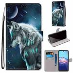 For Motorola Moto E (2020) Coloured Drawing Cross Texture Horizontal Flip PU Leather Case with Holder & Card Slots & Wallet & Lanyard(Contemplative Wolf)