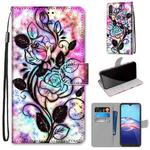 For Motorola Moto E (2020) Coloured Drawing Cross Texture Horizontal Flip PU Leather Case with Holder & Card Slots & Wallet & Lanyard(Color Background Hollow Flower)