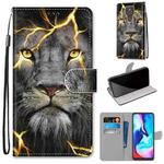 For Motorola Moto E7 Plus / G9 Play / G9 Coloured Drawing Cross Texture Horizontal Flip PU Leather Case with Holder & Card Slots & Wallet & Lanyard(Fission Lion)