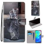 For Motorola Moto G Power (2020) Coloured Drawing Cross Texture Horizontal Flip PU Leather Case with Holder & Card Slots & Wallet & Lanyard(Cat Becomes Tiger)