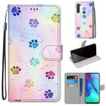 For Motorola Moto G Stylus (2020) Coloured Drawing Cross Texture Horizontal Flip PU Leather Case with Holder & Card Slots & Wallet & Lanyard(Footprint Water Drops)