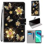 For Motorola Moto G8 Coloured Drawing Cross Texture Horizontal Flip PU Leather Case with Holder & Card Slots & Wallet & Lanyard(Gold Diamond Butterfly)