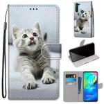 For Motorola Moto G8 Power Coloured Drawing Cross Texture Horizontal Flip PU Leather Case with Holder & Card Slots & Wallet & Lanyard(Small Gray Cat)