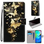 For Motorola Moto G8 Power Coloured Drawing Cross Texture Horizontal Flip PU Leather Case with Holder & Card Slots & Wallet & Lanyard(Golden Butterfly Group)