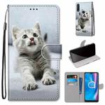 For Alcatel 1SE 2020 Coloured Drawing Cross Texture Horizontal Flip PU Leather Case with Holder & Card Slots & Wallet & Lanyard(Small Gray Cat)