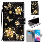 For Alcatel 3X 2020 Coloured Drawing Cross Texture Horizontal Flip PU Leather Case with Holder & Card Slots & Wallet & Lanyard(Gold Diamond Butterfly)