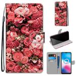 For Alcatel 3X 2020 Coloured Drawing Cross Texture Horizontal Flip PU Leather Case with Holder & Card Slots & Wallet & Lanyard(Pink Rose Garden)