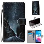 For Alcatel 3X 2020 Coloured Drawing Cross Texture Horizontal Flip PU Leather Case with Holder & Card Slots & Wallet & Lanyard(Mountain Road Starry Sky)