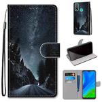 For Huawei P Smart (2020) Coloured Drawing Cross Texture Horizontal Flip PU Leather Case with Holder & Card Slots & Wallet & Lanyard(Mountain Road Starry Sky)