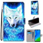 For Huawei P Smart (2020) Coloured Drawing Cross Texture Horizontal Flip PU Leather Case with Holder & Card Slots & Wallet & Lanyard(Dick Rose Wolf)