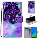 For Huawei P Smart (2020) Coloured Drawing Cross Texture Horizontal Flip PU Leather Case with Holder & Card Slots & Wallet & Lanyard(Tiger Drinking Water)