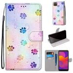 For Huawei Y5p / Honor 9S Coloured Drawing Cross Texture Horizontal Flip PU Leather Case with Holder & Card Slots & Wallet & Lanyard(Footprint Water Drops)