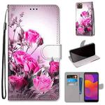 For Huawei Y5p / Honor 9S Coloured Drawing Cross Texture Horizontal Flip PU Leather Case with Holder & Card Slots & Wallet & Lanyard(Wild Rose)