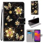 For Huawei Y5p / Honor 9S Coloured Drawing Cross Texture Horizontal Flip PU Leather Case with Holder & Card Slots & Wallet & Lanyard(Gold Diamond Butterfly)