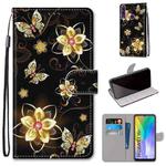 For Huawei Y6p Coloured Drawing Cross Texture Horizontal Flip PU Leather Case with Holder & Card Slots & Wallet & Lanyard(Gold Diamond Butterfly)