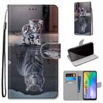 For Huawei Y6p Coloured Drawing Cross Texture Horizontal Flip PU Leather Case with Holder & Card Slots & Wallet & Lanyard(Cat Becomes Tiger)