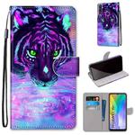 For Huawei Y6p Coloured Drawing Cross Texture Horizontal Flip PU Leather Case with Holder & Card Slots & Wallet & Lanyard(Tiger Drinking Water)