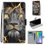 For Huawei Y6p Coloured Drawing Cross Texture Horizontal Flip PU Leather Case with Holder & Card Slots & Wallet & Lanyard(Fission Lion)
