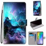 For Huawei Y6p Coloured Drawing Cross Texture Horizontal Flip PU Leather Case with Holder & Card Slots & Wallet & Lanyard(Colorful Clouds)