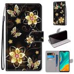 For Huawei Y8s Coloured Drawing Cross Texture Horizontal Flip PU Leather Case with Holder & Card Slots & Wallet & Lanyard(Gold Diamond Butterfly)