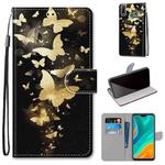 For Huawei Y8s Coloured Drawing Cross Texture Horizontal Flip PU Leather Case with Holder & Card Slots & Wallet & Lanyard(Golden Butterfly Group)
