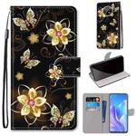 For Huawei Enjoy 20 Plus Coloured Drawing Cross Texture Horizontal Flip PU Leather Case with Holder & Card Slots & Wallet & Lanyard(Gold Diamond Butterfly)