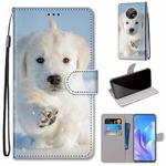 For Huawei Enjoy 20 Plus Coloured Drawing Cross Texture Horizontal Flip PU Leather Case with Holder & Card Slots & Wallet & Lanyard(Snow Puppy)