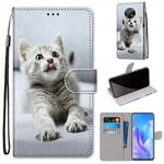 For Huawei Enjoy 20 Plus Coloured Drawing Cross Texture Horizontal Flip PU Leather Case with Holder & Card Slots & Wallet & Lanyard(Small Gray Cat)