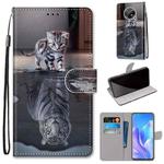For Huawei Enjoy 20 Plus Coloured Drawing Cross Texture Horizontal Flip PU Leather Case with Holder & Card Slots & Wallet & Lanyard(Cat Becomes Tiger)