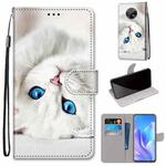 For Huawei Enjoy 20 Plus Coloured Drawing Cross Texture Horizontal Flip PU Leather Case with Holder & Card Slots & Wallet & Lanyard(White Kitten)