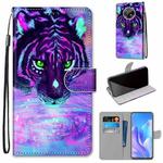 For Huawei Enjoy 20 Plus Coloured Drawing Cross Texture Horizontal Flip PU Leather Case with Holder & Card Slots & Wallet & Lanyard(Tiger Drinking Water)