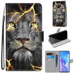 For Huawei Enjoy 20 Plus Coloured Drawing Cross Texture Horizontal Flip PU Leather Case with Holder & Card Slots & Wallet & Lanyard(Fission Lion)
