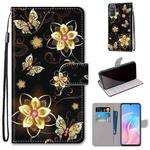 For Huawei Enjoy Z / 20 Pro Coloured Drawing Cross Texture Horizontal Flip PU Leather Case with Holder & Card Slots & Wallet & Lanyard(Gold Diamond Butterfly)
