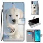 For Huawei Honor 9X Lite Coloured Drawing Cross Texture Horizontal Flip PU Leather Case with Holder & Card Slots & Wallet & Lanyard(Snow Puppy)