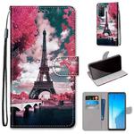 For Huawei Honor Play4 Coloured Drawing Cross Texture Horizontal Flip PU Leather Case with Holder & Card Slots & Wallet & Lanyard(Pink Flower Tower Bridge)