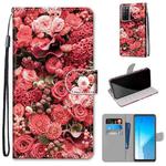 For Huawei Honor Play4 Coloured Drawing Cross Texture Horizontal Flip PU Leather Case with Holder & Card Slots & Wallet & Lanyard(Pink Rose Garden)