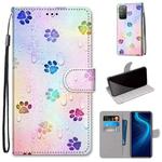 For Huawei Honor X10 / X10 Pro Coloured Drawing Cross Texture Horizontal Flip PU Leather Case with Holder & Card Slots & Wallet & Lanyard(Footprint Water Drops)