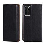 For Huawei P40 PU + TPU Gloss Oil Solid Color Magnetic Horizontal Flip Leather Case with Holder & Card Slot & Wallet(Black)
